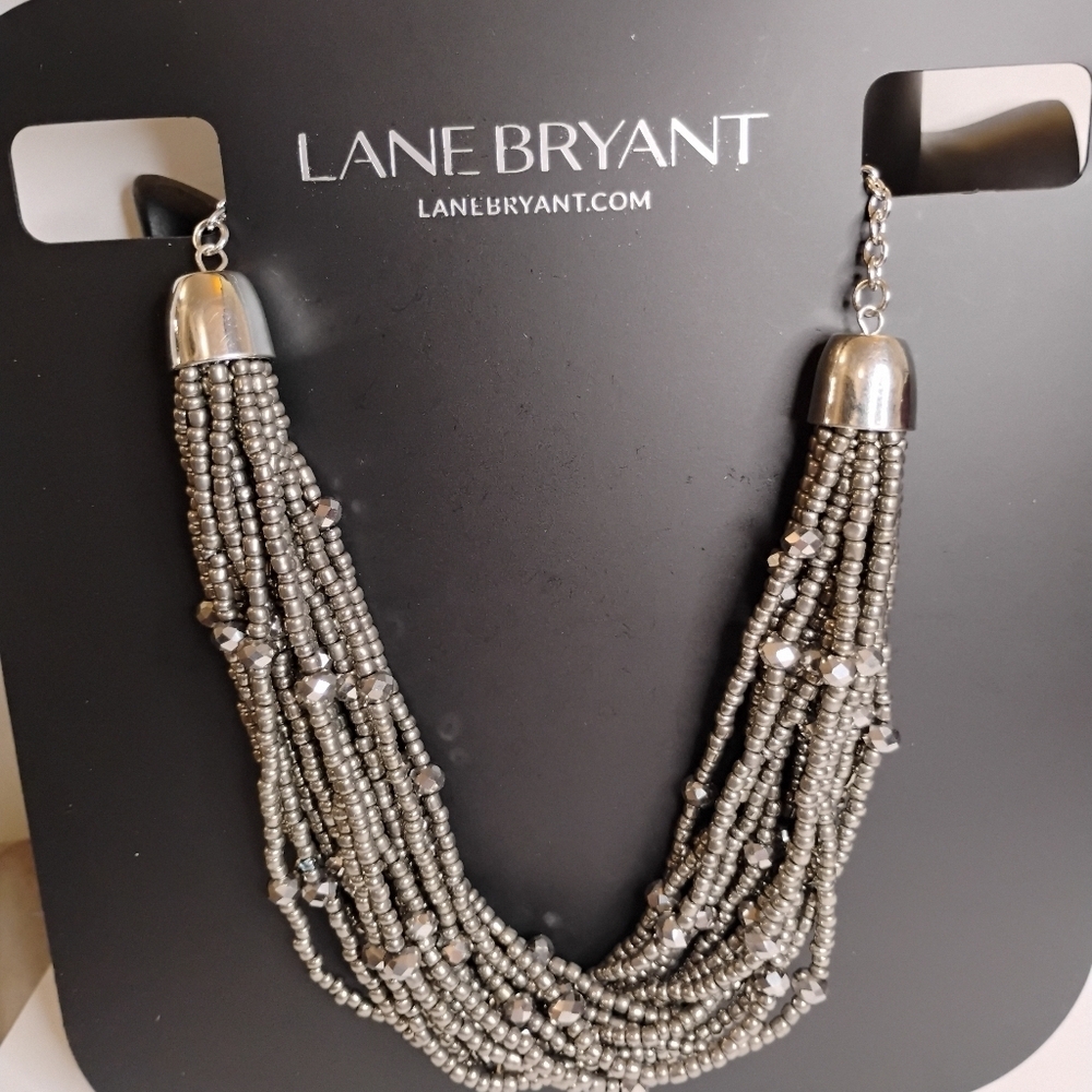 NWT Lane Bryant Silver Tone Seed Bead Multi Strand Necklace - Picture 8 of 8
